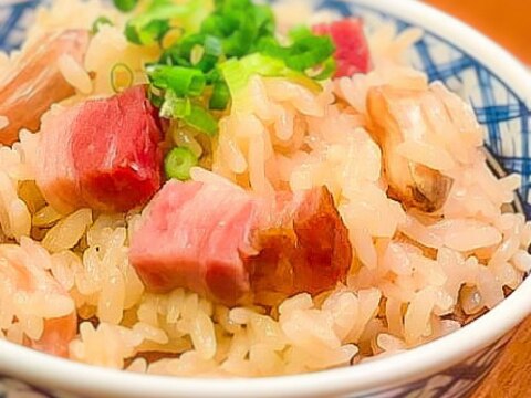 生落花生と肉厚ベーコンの炊き込みご飯★